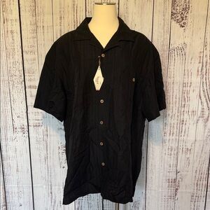Casual‎ Short-Sleeve Black Button-Down Shirt